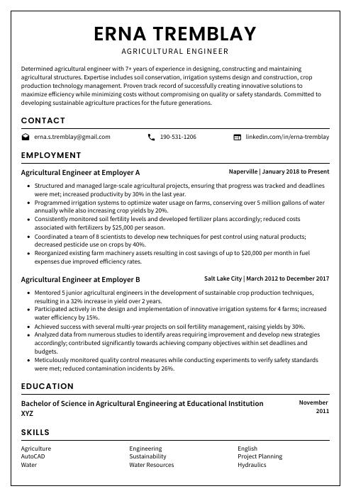 cover letter of agricultural engineer