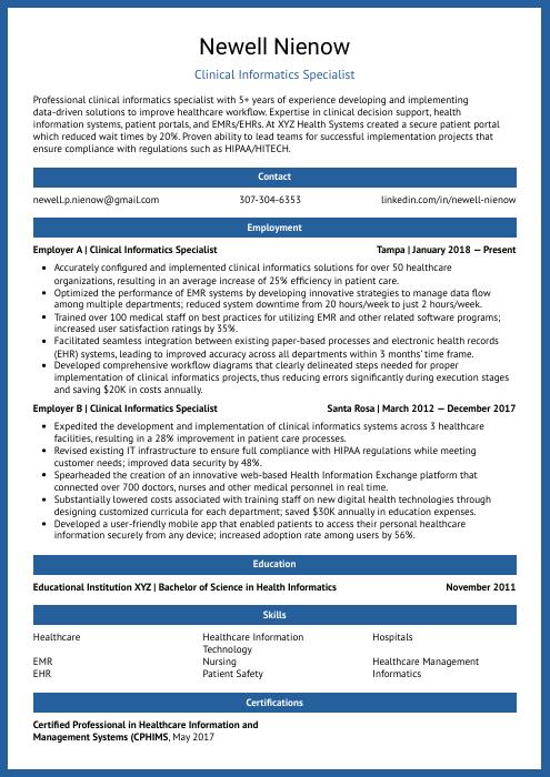 clinical informatics specialist cover letter
