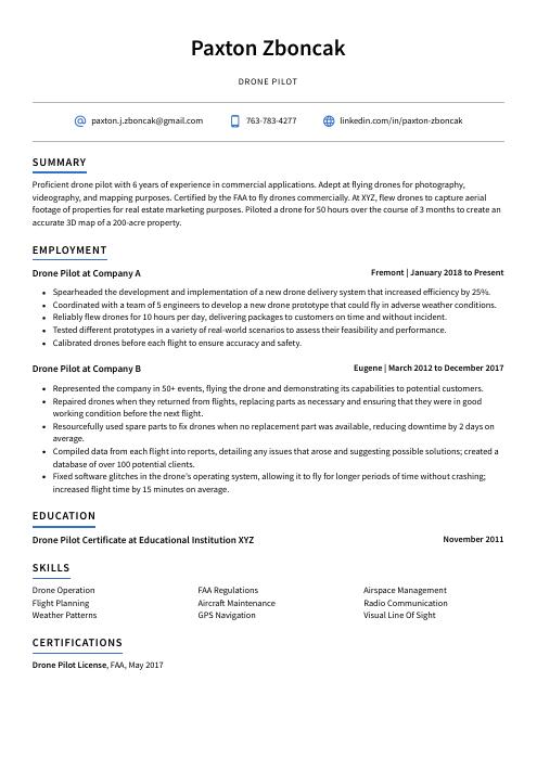 cover letter for drone pilot