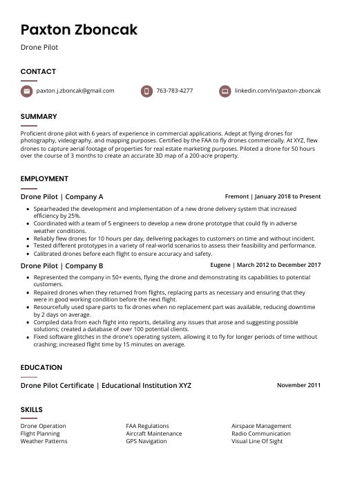 cover letter for drone pilot