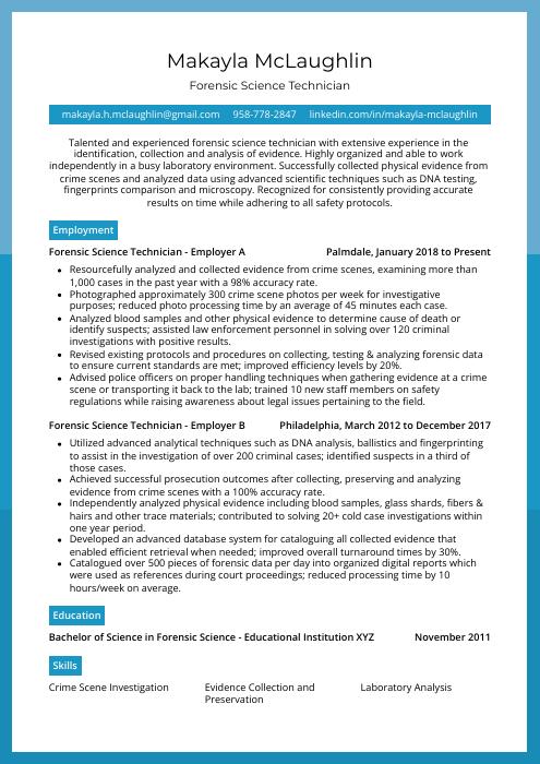 application letter sample for forensic science technician