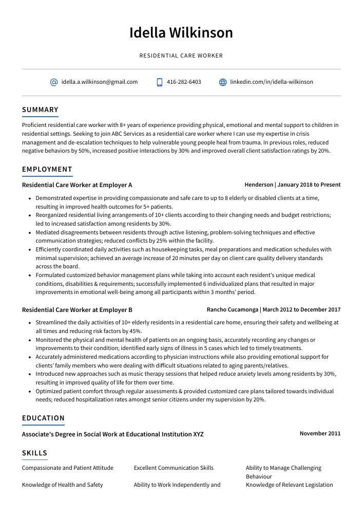 home care worker resume examples