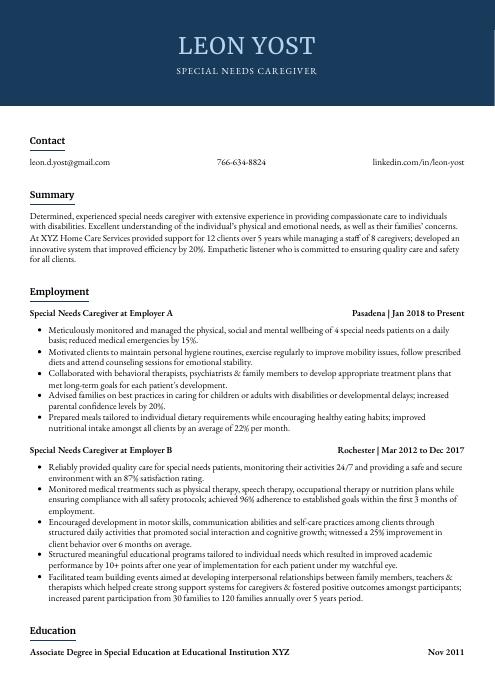 cover letter for special needs caregiver