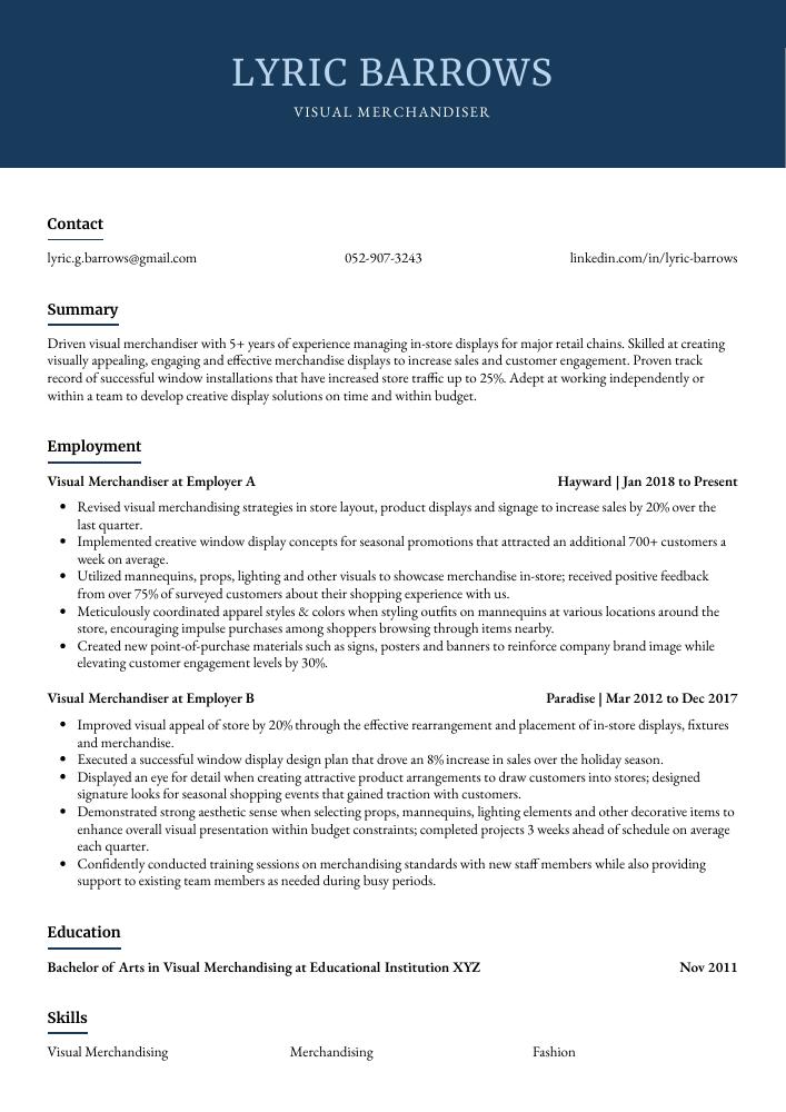 Visual Merchandiser Resume